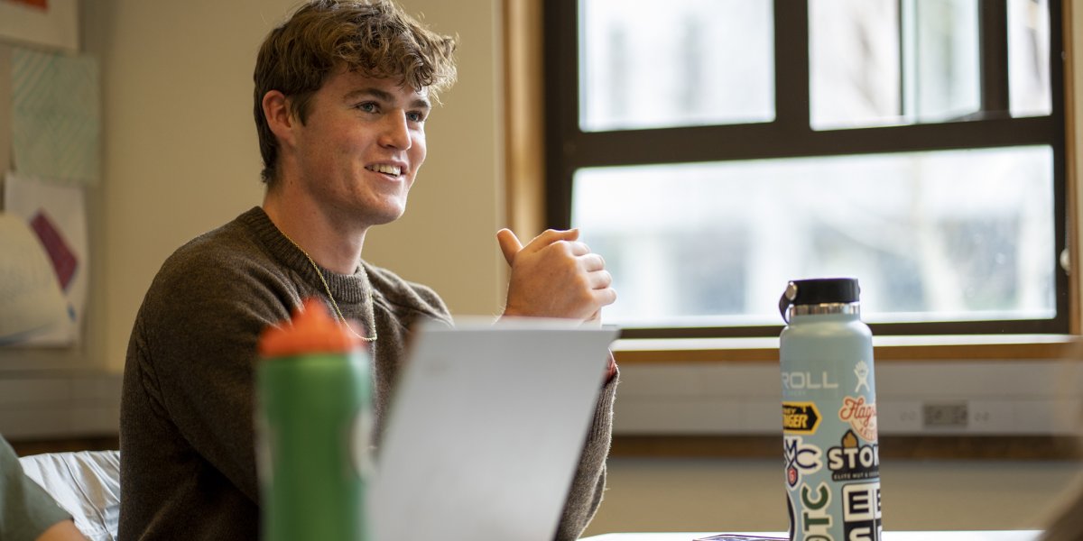 A male student in a class 