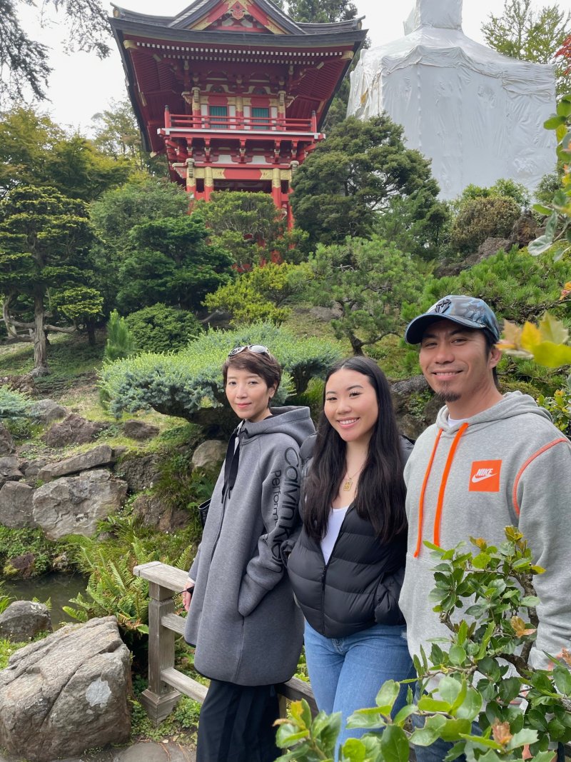 Callista Yu and her family at the Japanese Tea Garden in San Francisco