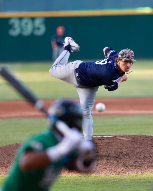 SMC pitcher throws against Cal Poly in 2026 NCAA Regional