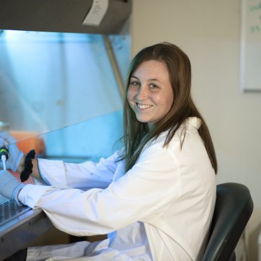 smiling in the lab