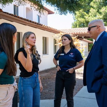 Roger talks to student ambassadors