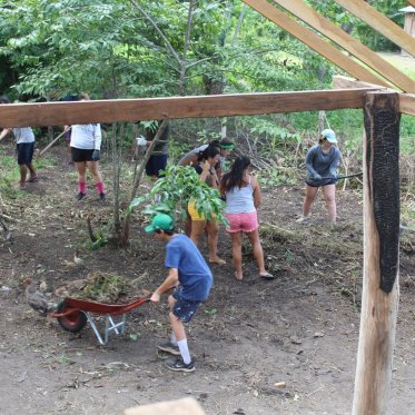 Students working on site in Brazil