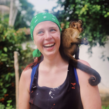 Student with a monkey