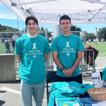Students at the Gaels Rise Against Sexual Violance Booth