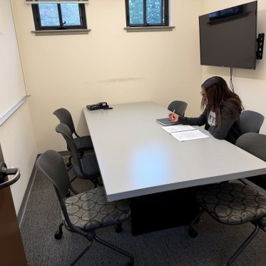 A student using a study room