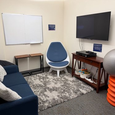 The library sensory rooms with various soft seating