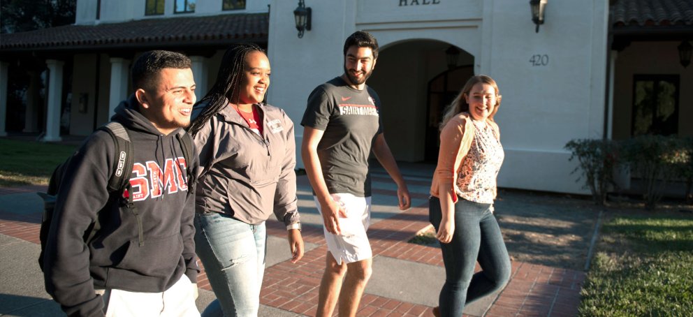students heading to the business administration department