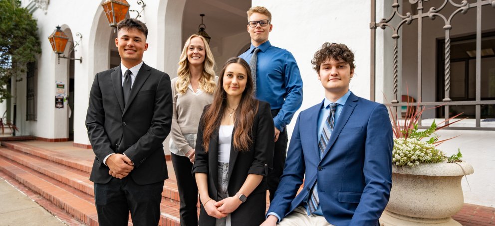 Five students who won the 2024 Lasallian Business Ethics Competition