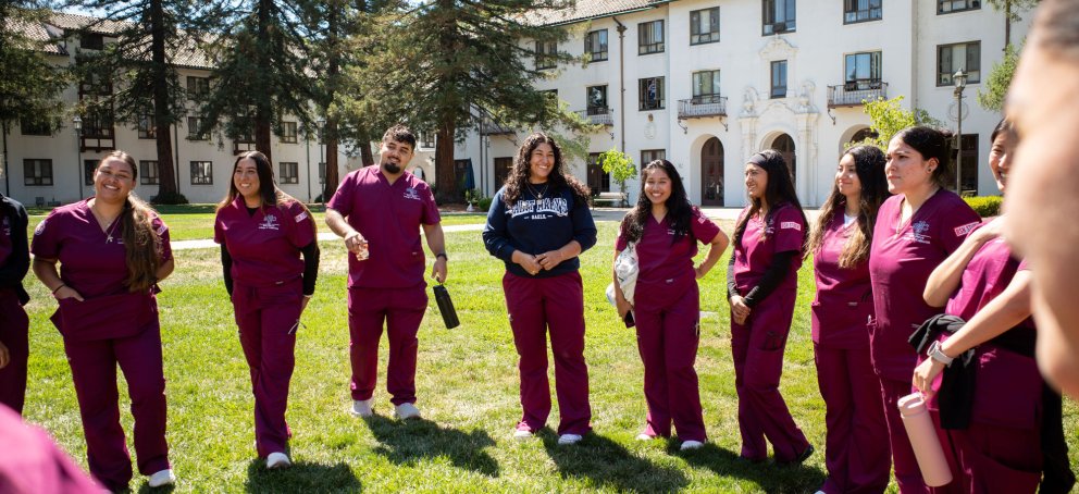 Saint Mary's Nursing students in class outside