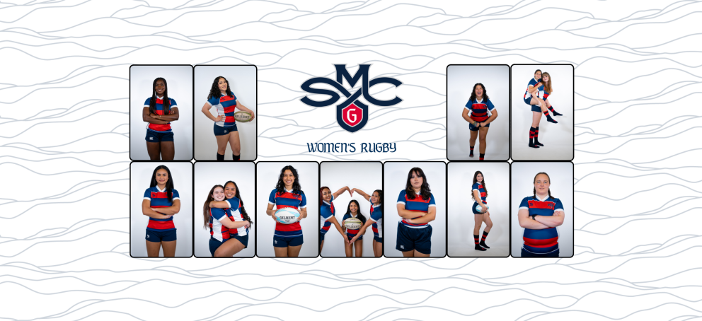Photo collage of various Women's Rugby student-athletes