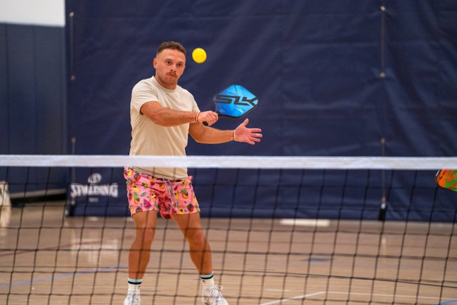 Nick Cassman plays pickleball in the Alioto Recreation Center in October 2023