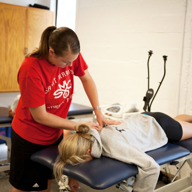 A student giving a massage
