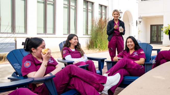 Nursing students having lunch