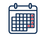 Calendar icon with weekends marked in red