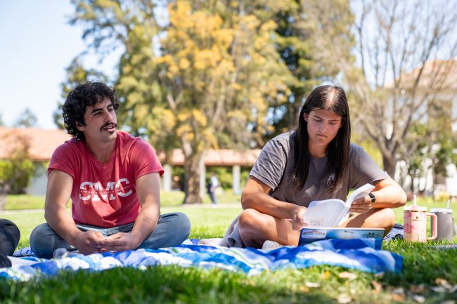 Students in an outdoor seminar class