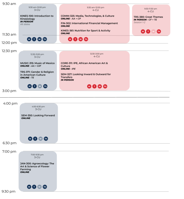 Summer Session Schedule 1