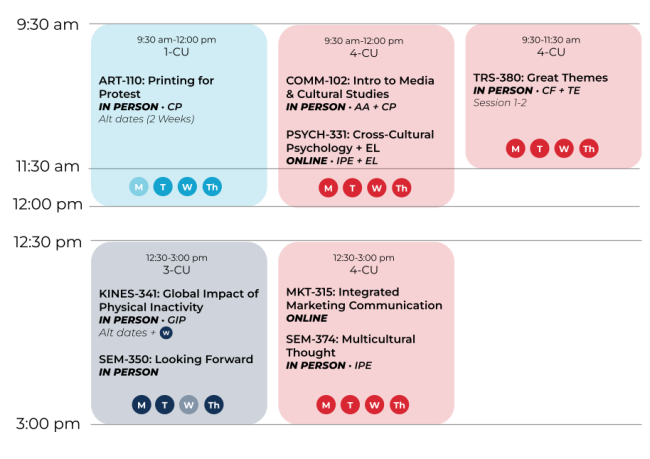 Summer Session Schedule 2