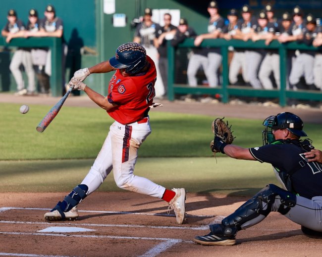 Tanner Griffith hits against Cal Poly on May 31, 2026 in NCAA Regional Final