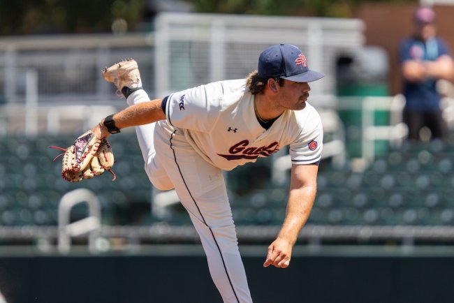Pitcher Talin Gardini throws against Pacific in 2026 WCC Tournament