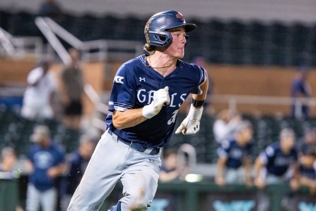 Baseball player Ian Armstrong runs against Pepperdine in WCC Tournament in May 2026