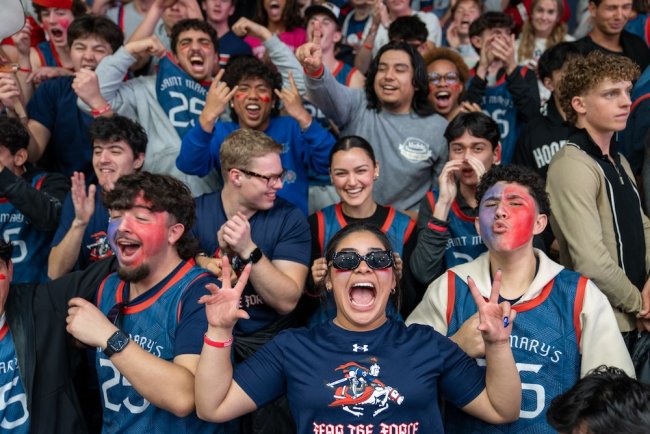 Students cheering at Gonzaga game in 2025