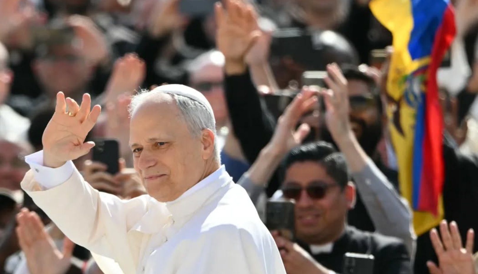 Scene from inaugural mass of Pope Leo XIV in May 2025