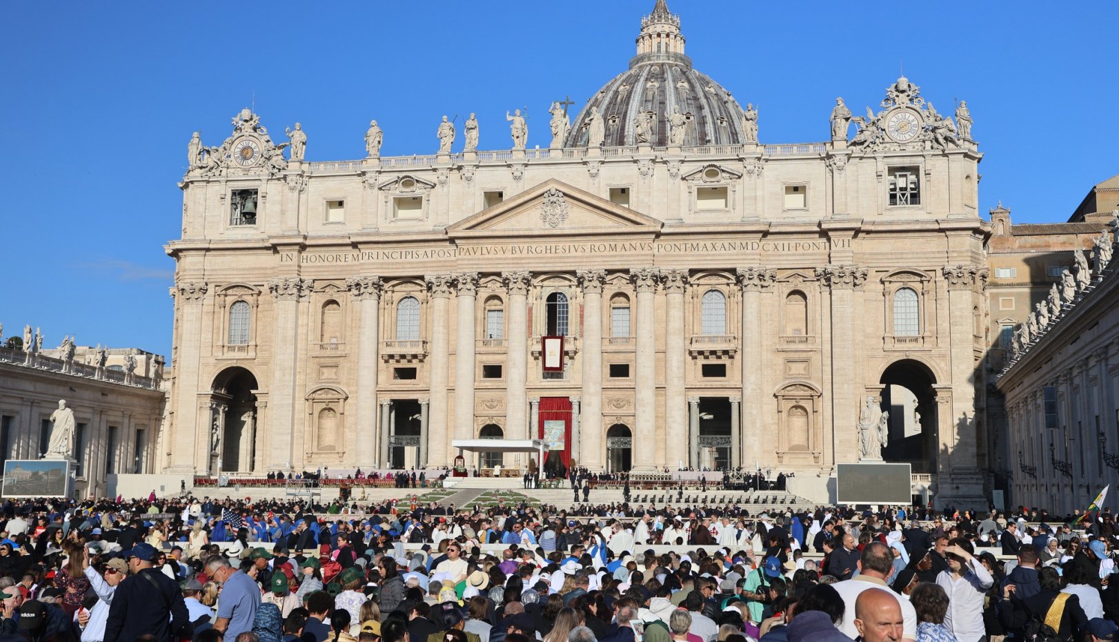 Scene from inaugural mass of Pope Leo XIV in May 2025