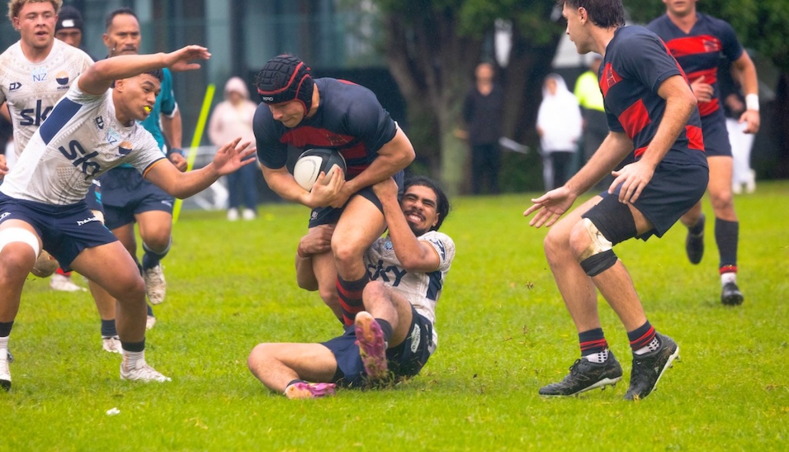 Members of Men's Rugby team on tour of New Zealand in January 2026