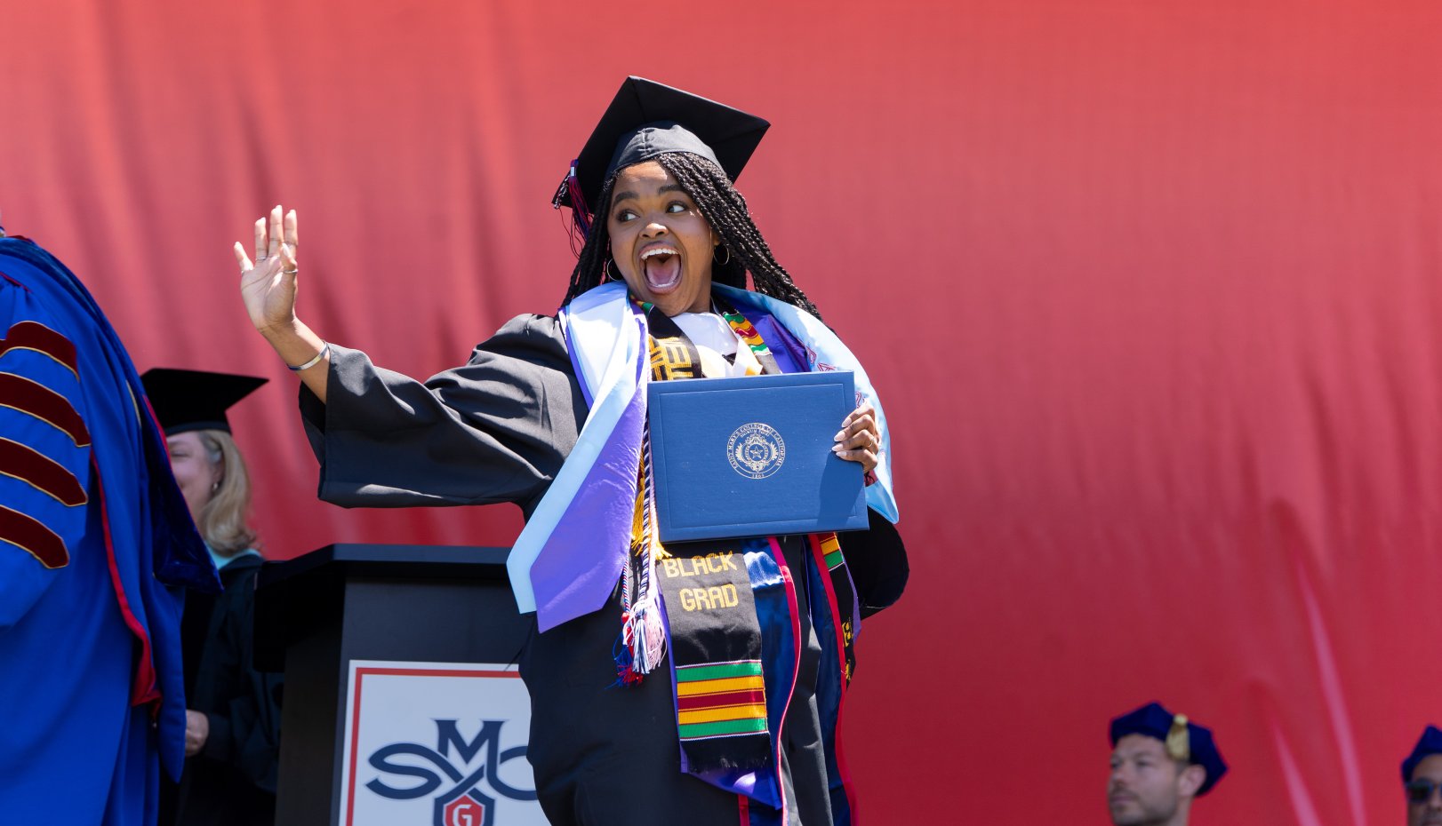 Student onstage at 2026 commencement