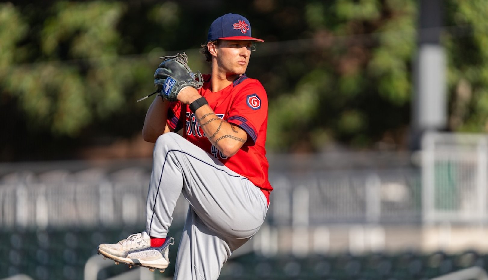 Baseball player pitches against USF in 2026 WCC Championship