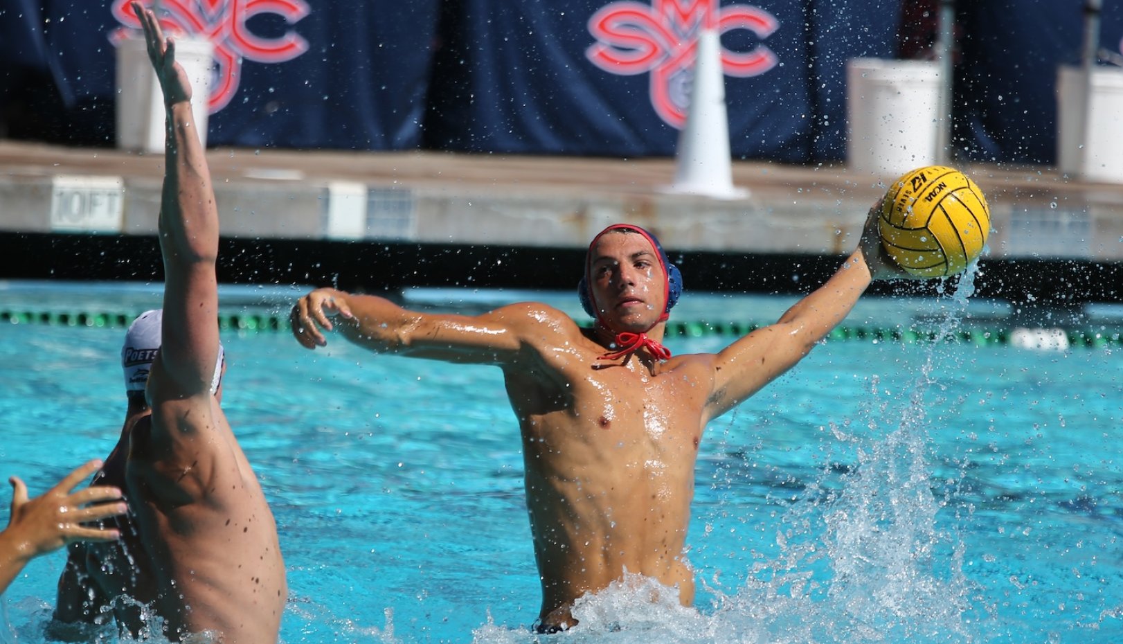 SMC Men's Water Polo player in match against Whittier in September 2026