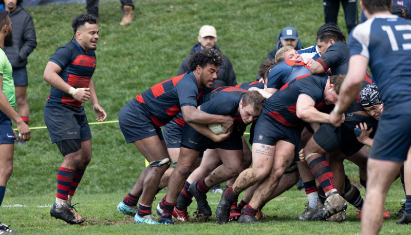 Joshua Allan secures the ball while the Gaels push to the try zone.