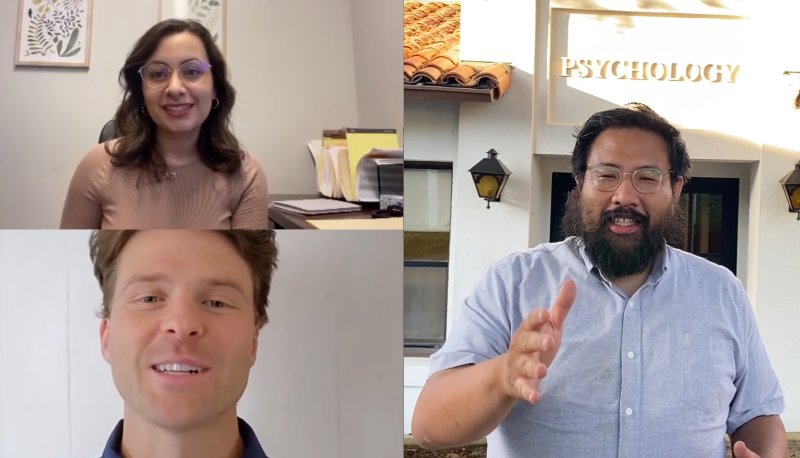 split screen collage of young adults looking at camera