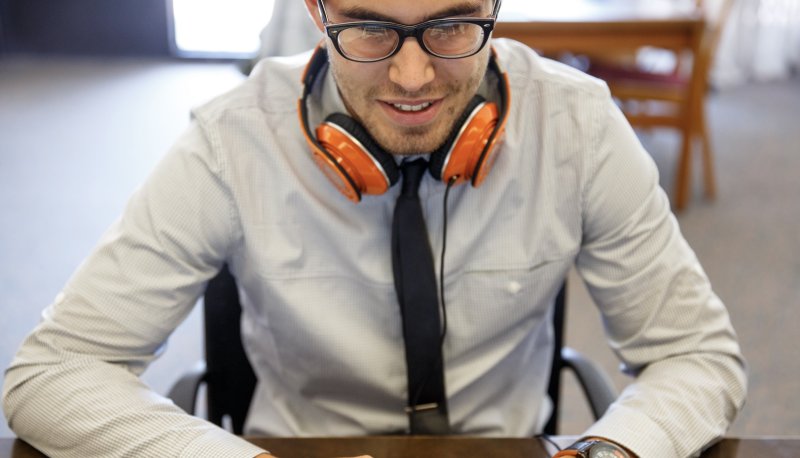 Student studying in the library