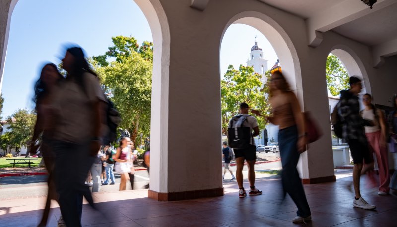 Saint Mary's Arcade with students walking in August 2024