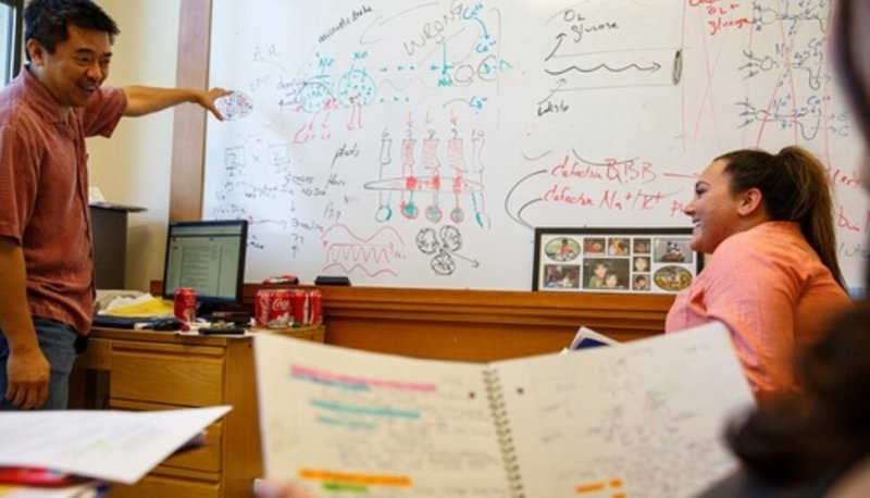 Saint Mary's students in a science classroom