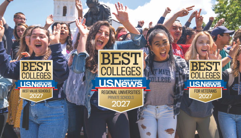 Best Colleges ranking by US News and World Reports for 2027 in the regional private colleges category, veterans category, and best value catagory