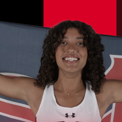 Runner Penelopea Gordon and the words NCAA 800M Qualifier, Penelopea Gordon, NCAA logo + SMC logo