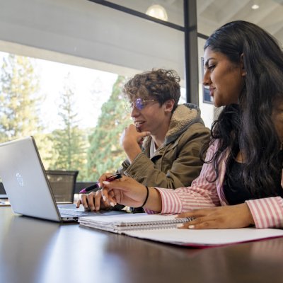 Students studying in the SMC Library