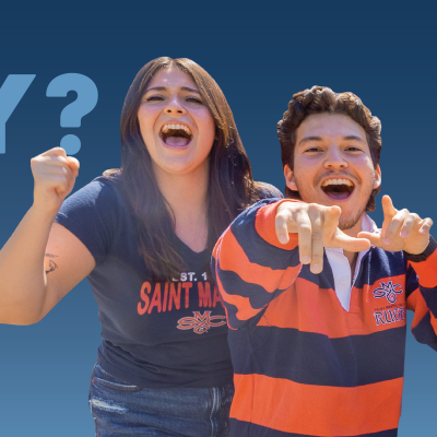 Two SMC students smiling and text ARE YOU READY? 1863 minutes of giving, April 17–18, 2024