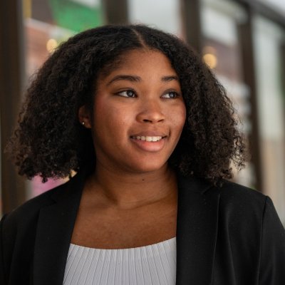 Alexis Hackett '26 outside the Intercultural Center