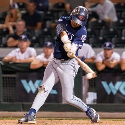 Baseball player Diego Castellanos hits against Pepperdine in WCC Tournament in May 2026