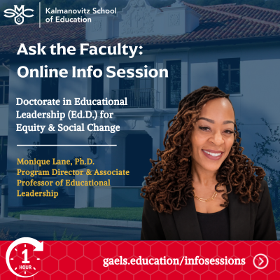 EdD in Educational Leadership for Equity &amp; Social Change info session graphic_Dr. Monique Lane