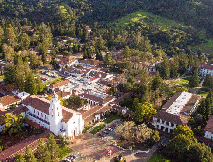Aerial view of Saint Mary's campus taken in March 2017