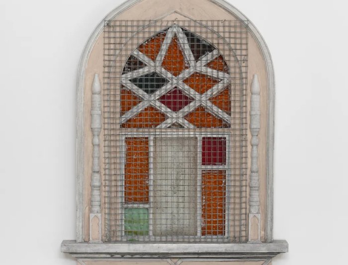 Veiled Tracery sculptural stain glass painting by Malcolm Kenter